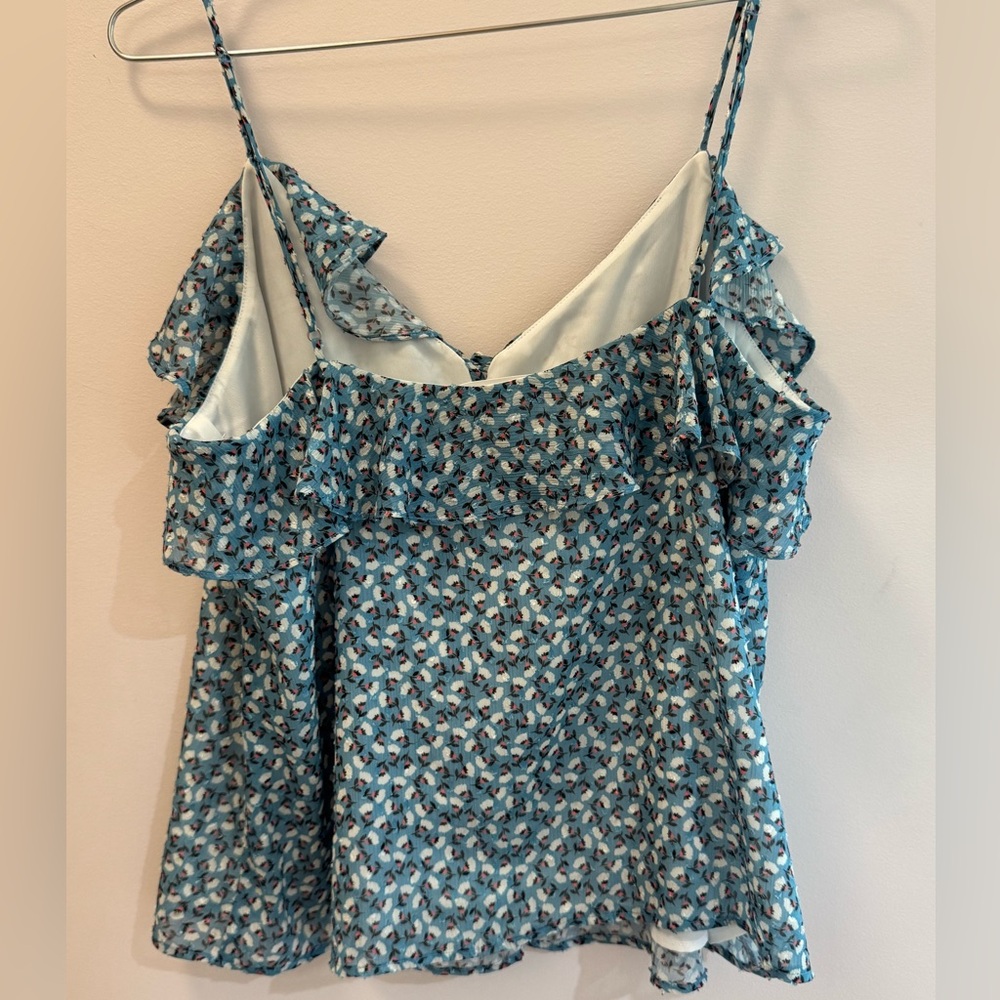 Blue Patterned Ruffle Camisole - Picture 2 of 3
